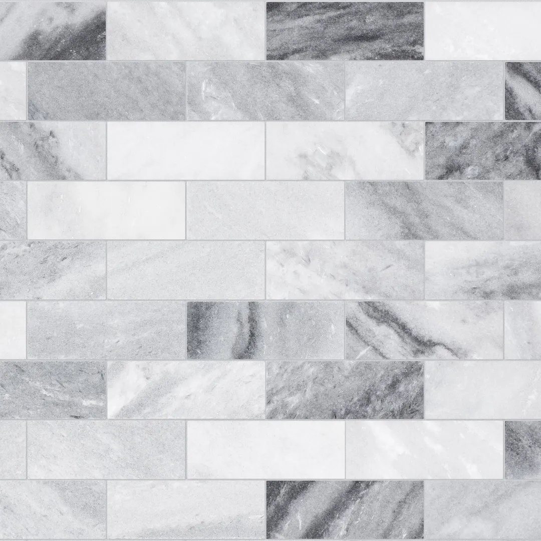 Satori Storm Polished 12-in x 12-in Natural Marble Brick Mosaic Wall Tile, Polished Finish (0.97-sq ft per piece), photo 4 of 8