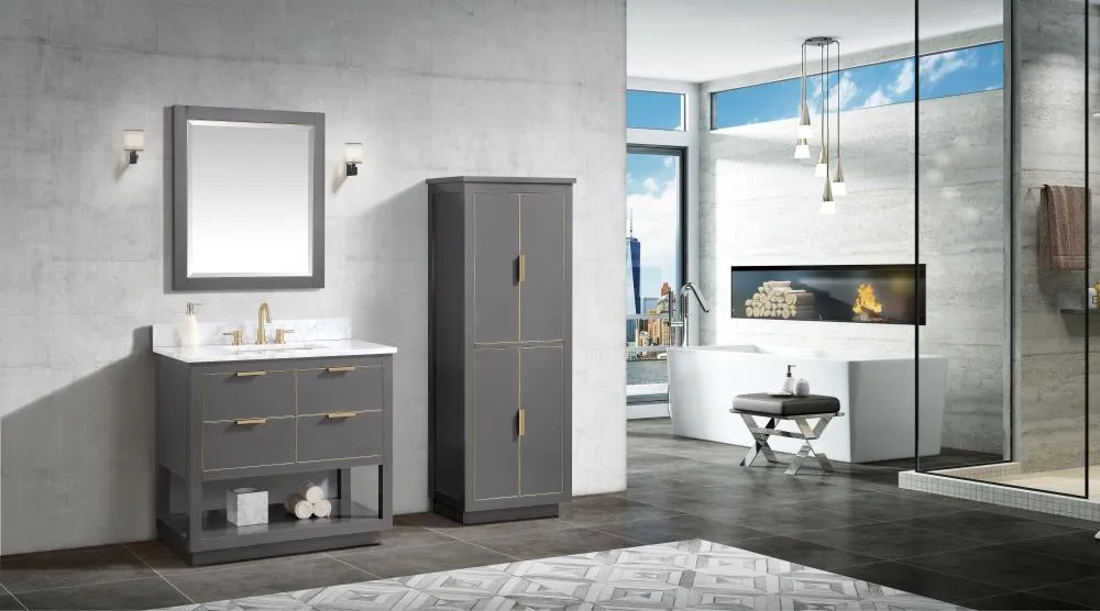Avanity Allie/Austen 24-in x 65-in x 16-in Twilight Gray Wood Freestanding Linen Cabinet, photo 4 of 4