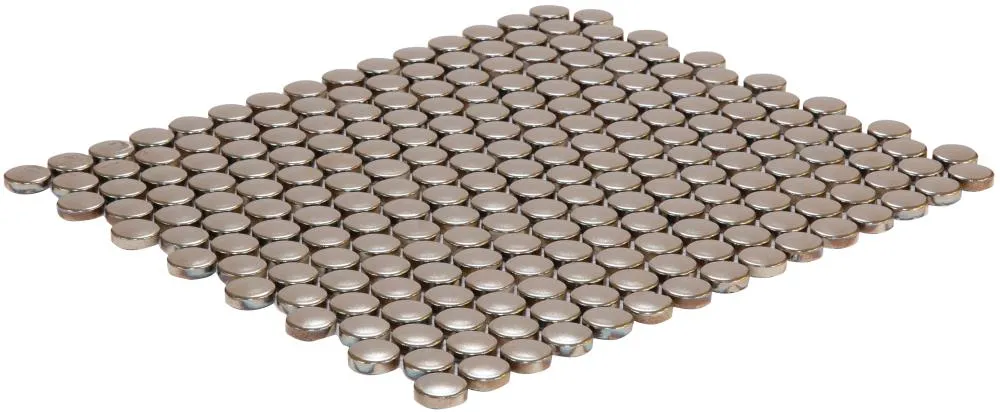 Satori Metallic 12-in x 12-in Metallic Porcelain Penny Round Mosaic Wall Tile, photo 2 of 3