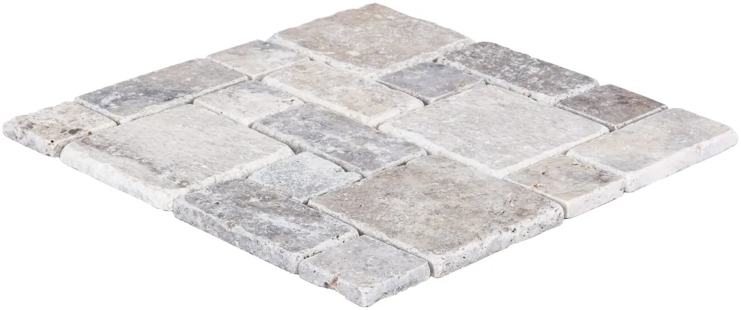 Satori Silver Crescent 12-in x 12-in Honed Travertine Versailles Stone-Look Mosaic Wall Tile, 1-sq ft Piece, photo 4 of 9