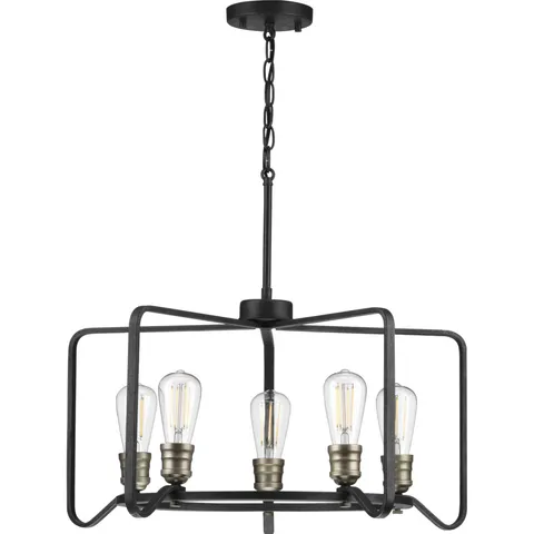 5-Light Black Farmhouse Chandelier