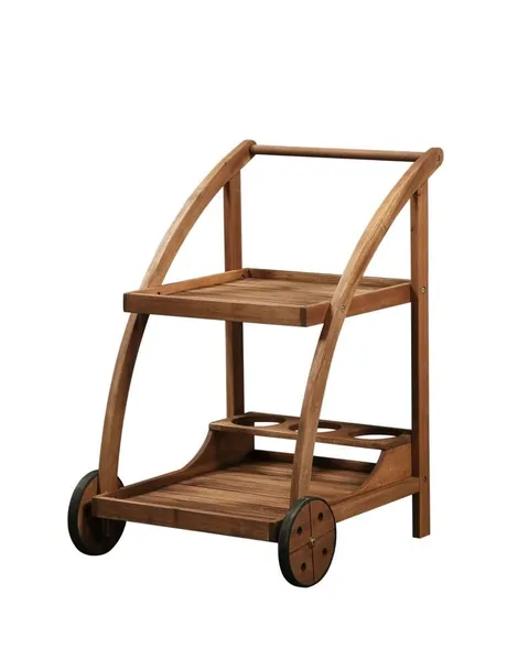 Brown Wood Base with Mdf Top Rolling Kitchen Cart