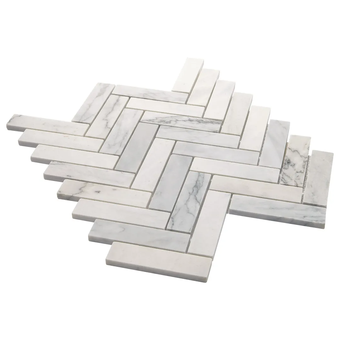 American Olean Genuine Stone Refined White 11-in x 14-in Honed Marble Herringbone Floor and Wall Tile, 0.94 sq ft per Piece, photo 3 of 7