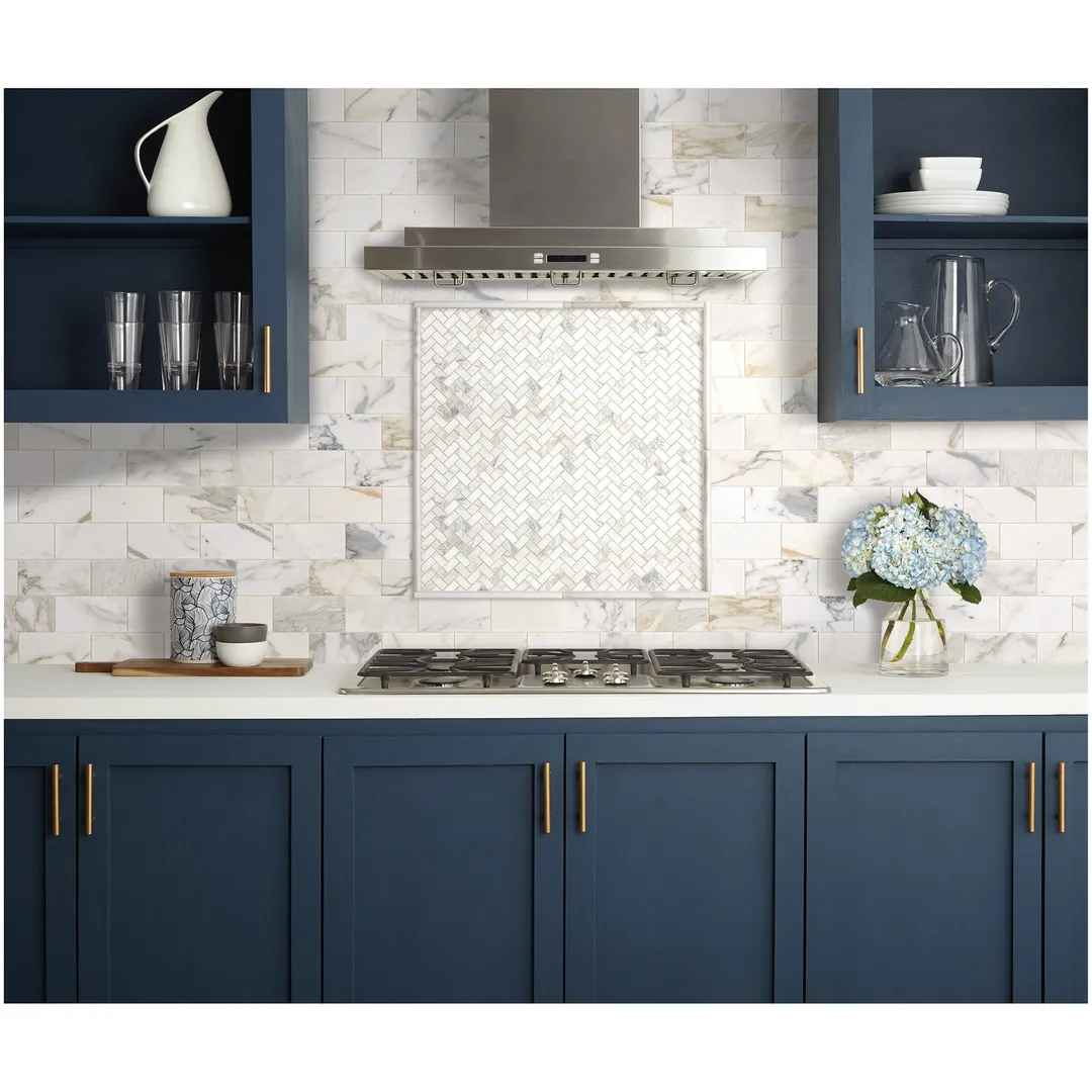 American Olean Genuine Stone Calacatta Gold Honed Marble Pencil Liner Tile, 1/2-in x 12-in, photo 11 of 11
