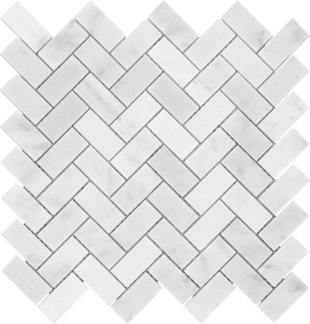 Satori Bianco Polished 11-in x 12-in Natural Marble Herringbone Mosaic Wall Tile (0.9-sq ft Sheet), photo 6 of 13