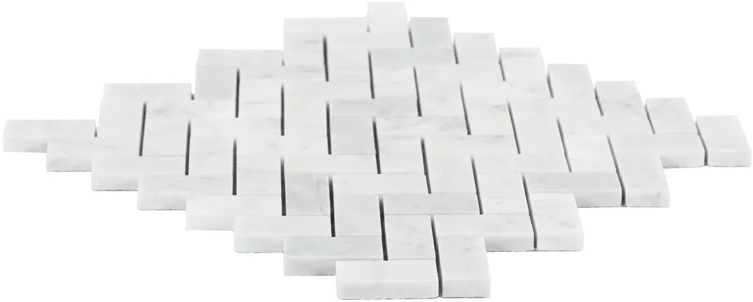 Satori Bianco Polished 11-in x 12-in Natural Marble Herringbone Mosaic Wall Tile (0.9-sq ft Sheet), photo 8 of 13