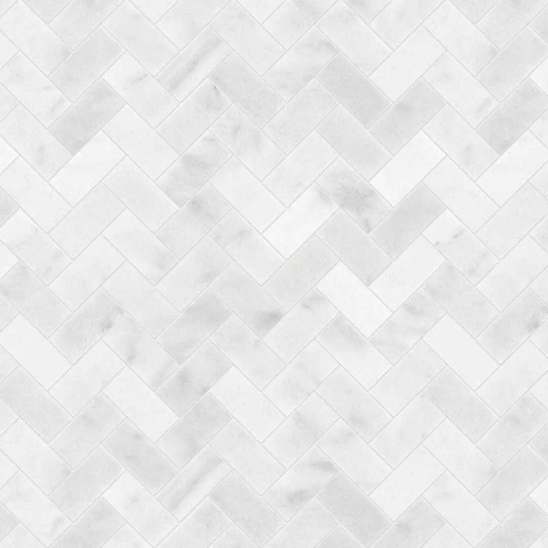 Satori Bianco Polished 11-in x 12-in Natural Marble Herringbone Mosaic Wall Tile (0.9-sq ft Sheet), photo 10 of 13