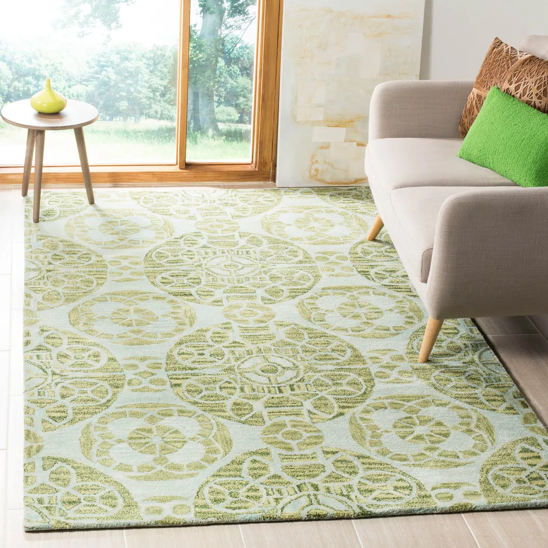 Safavieh Wyndham Hutton 10 x 14 Turquoise/Green Indoor Abstract Bohemian/Eclectic Handcrafted Area Rug, photo 2 of 6