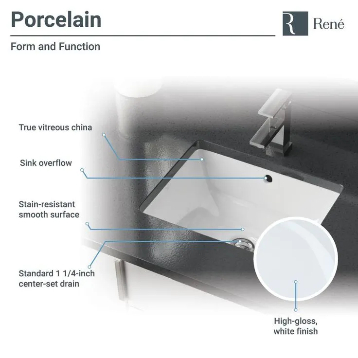 Rene 18.25 in. Undermount Bathroom Sink in White with Pop-Up Drain in Brushed Nickel, photo 2 of 4