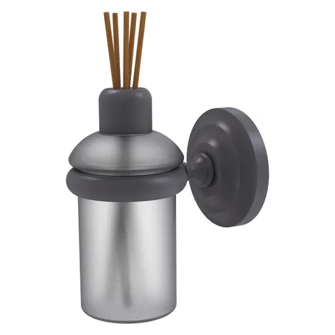 Que New Matte Gray Wall-Mounted Reed Diffuser Holder – Solid Brass with Removable Glass