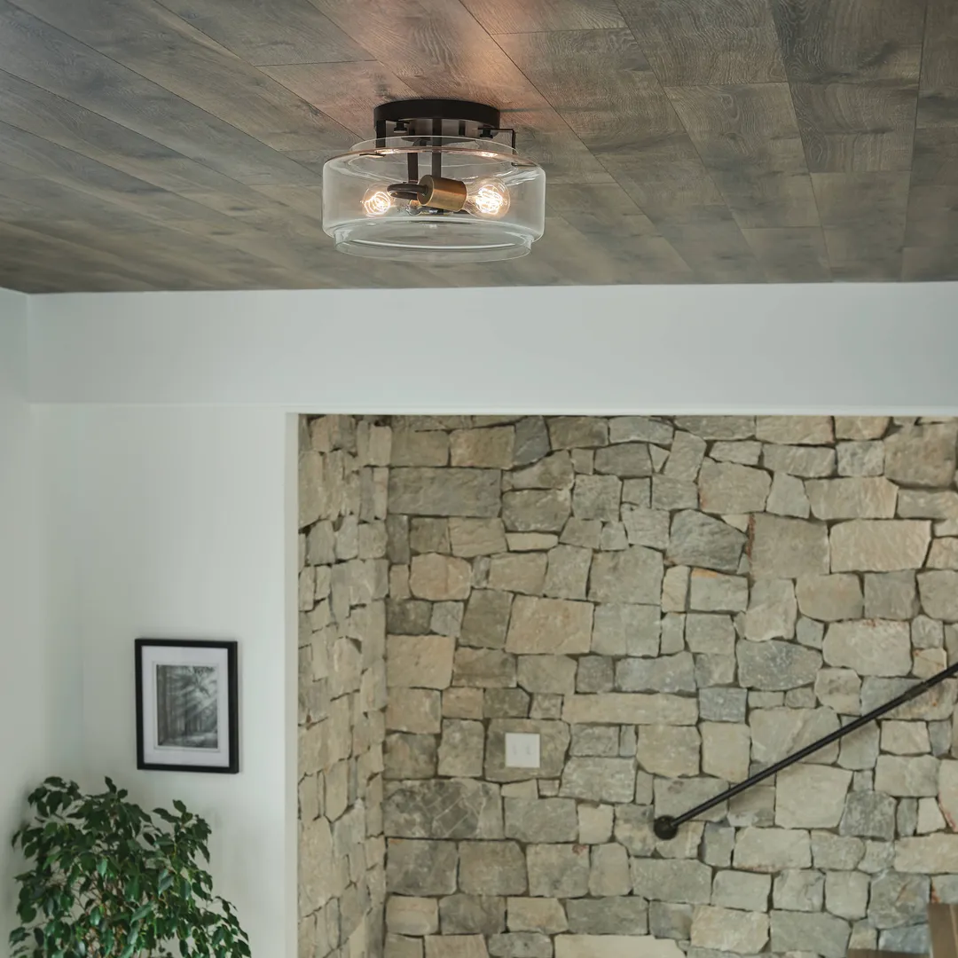 Kichler Alamosa 12-in Olde Bronze Farmhouse Incandescent Flush Mount Light, photo 6 of 11