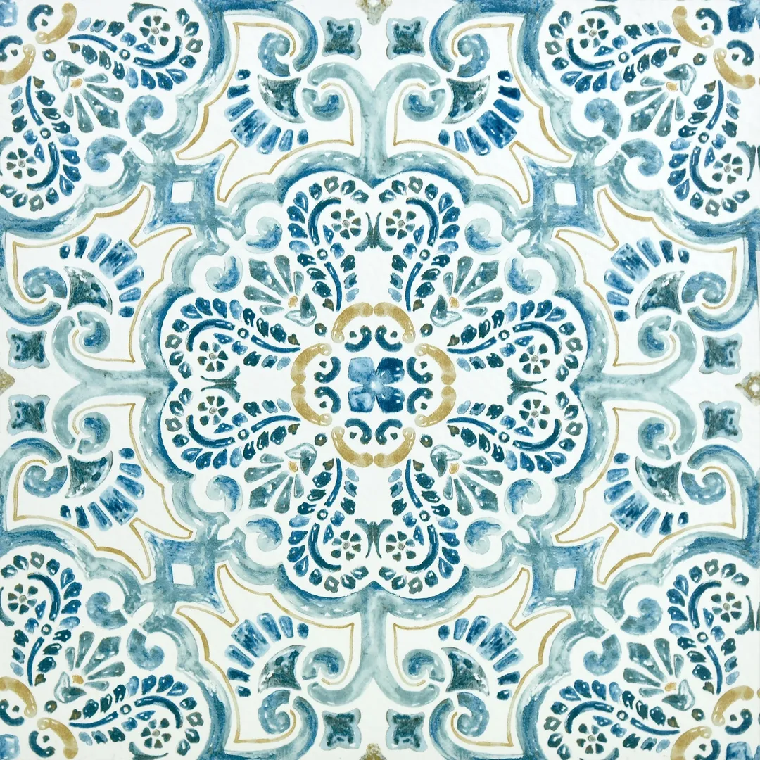 FloorPops Fontaine 12-in x 12-in Blue Peel and Stick Vinyl Floor Tile, 20-Pack (20-sq ft), photo 2 of 8