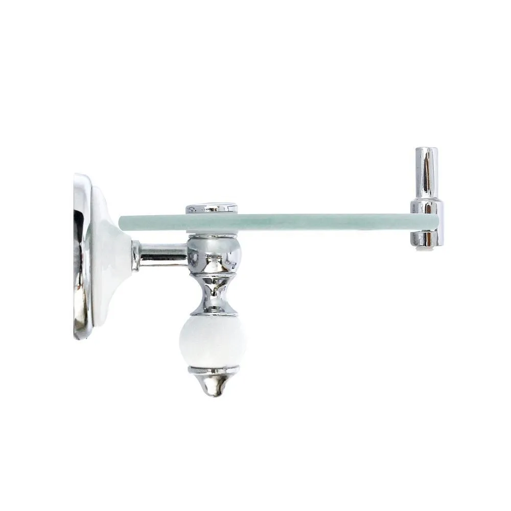 MODONA Arora 20 in. W Frosted Glass Shelf with Rail in White Porcelain and Polished Chrome, photo 4 of 5