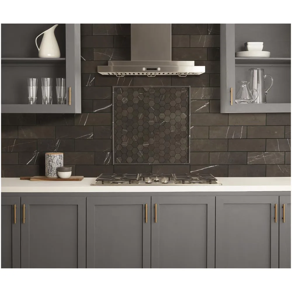 American Olean Genuine Stone Espresso Marble Pencil Liner Tile, Honed (1/2-in x 12-in), photo 3 of 3