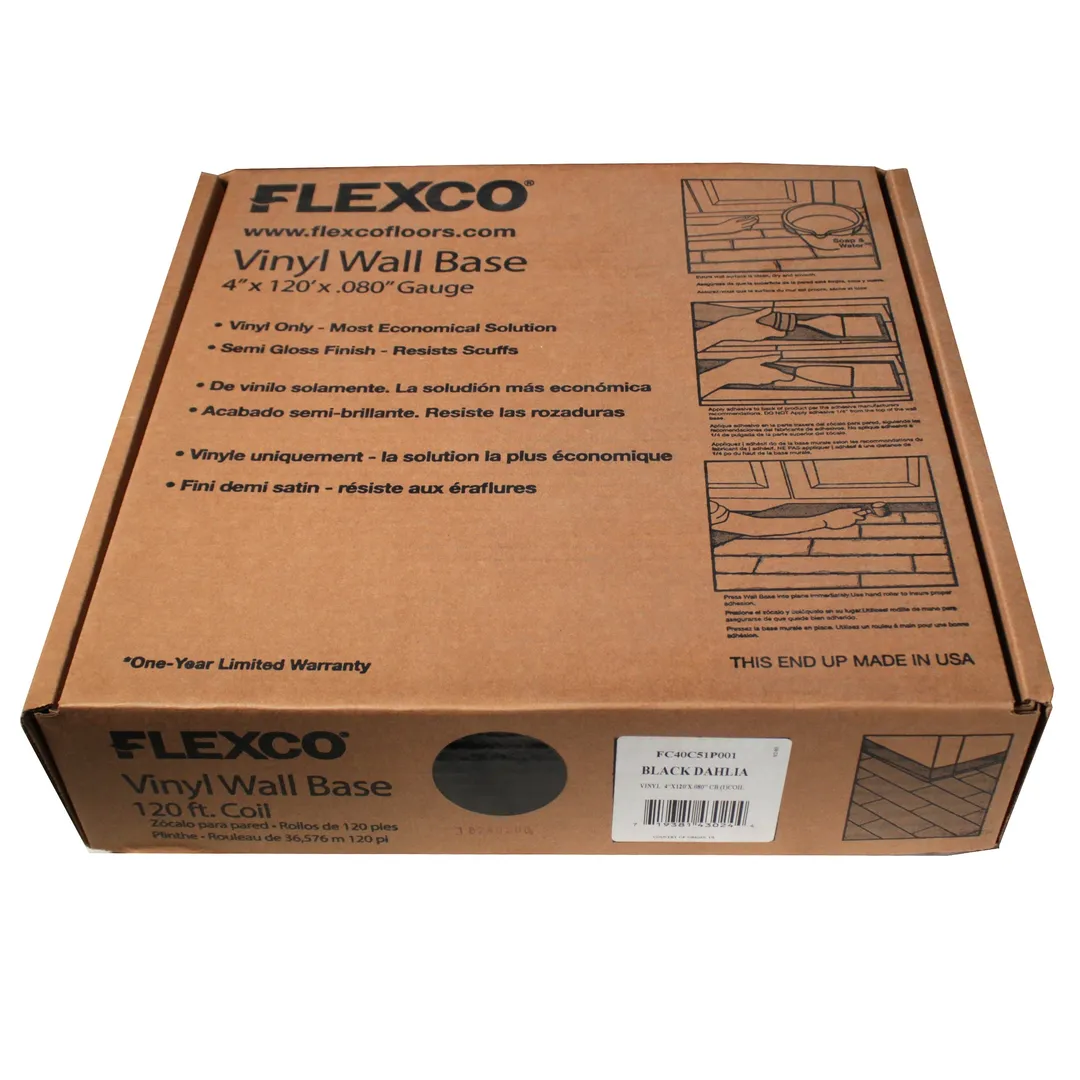 Flexco Black Dahlia 0.08-in T x 4-in W x 1440-in L Vinyl Wall Base, photo 5 of 8
