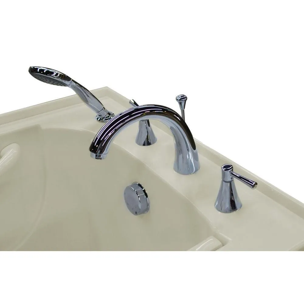 Rampart Nova Heated 5 ft. Walk-in Whirlpool Bathtub with 6 in. Tile Easy Up Adhesive Wall Surround in Biscuit, photo 4 of 33