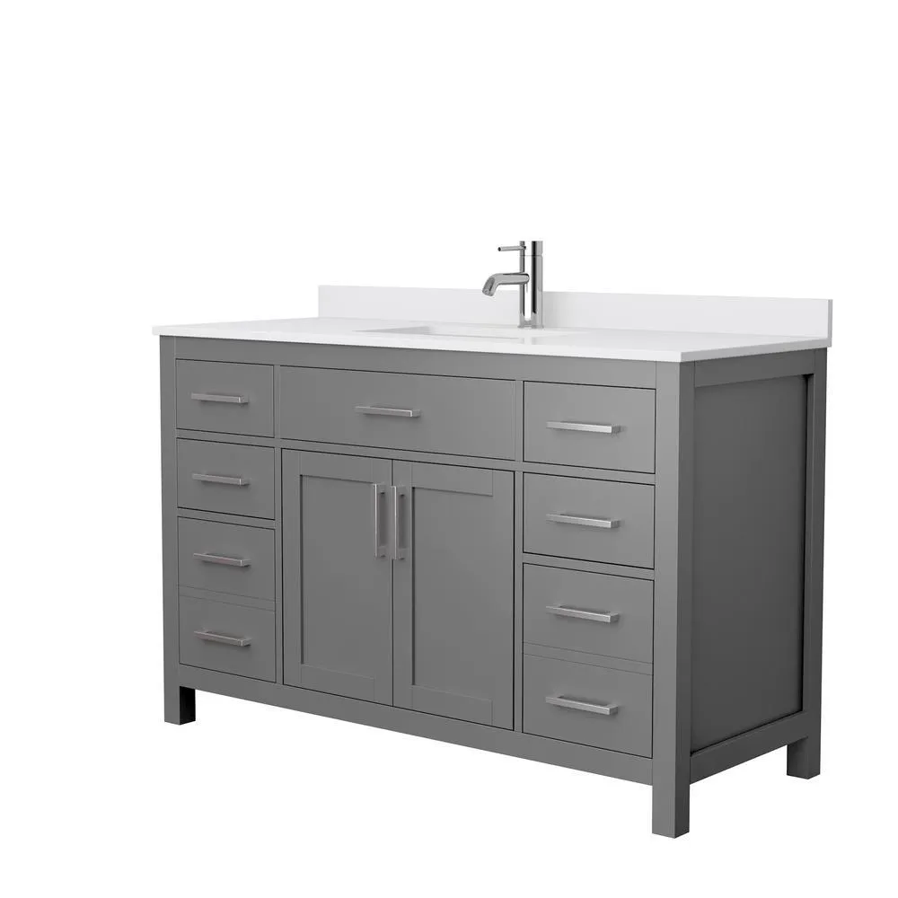 Beckett 72 in. W x 22 in. D Double Bath Vanity in Dark Gray with Cultured Marble Vanity Top in White with White Basins, photo 14 of 54