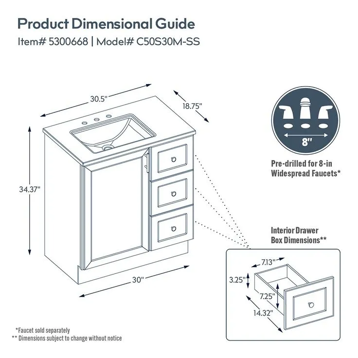 Style Selections Davies 30-in Navy Single Sink Bathroom Vanity with White Cultured Marble Top (Mirror Included), photo 3 of 8
