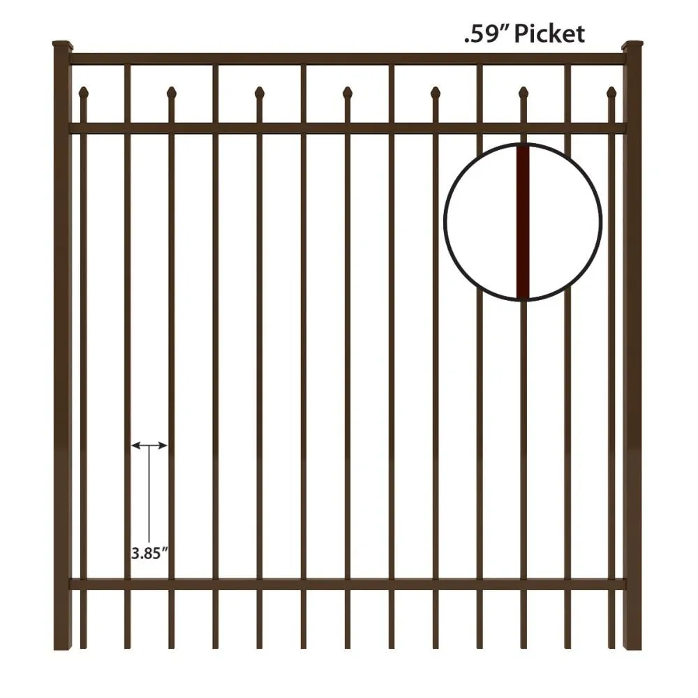 IronCraft Hempsted 5 ft. H x 5 ft. W Bronze Powder-Coated Aluminum Flat Top Straight Fence Gate, photo 4 of 5