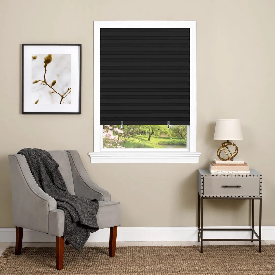 Achim Cordless 1-2-3 Shade, 48 in W x 75 in L, Black Room Darkening Cordless Pleated Temporary Shade, photo 2 of 8
