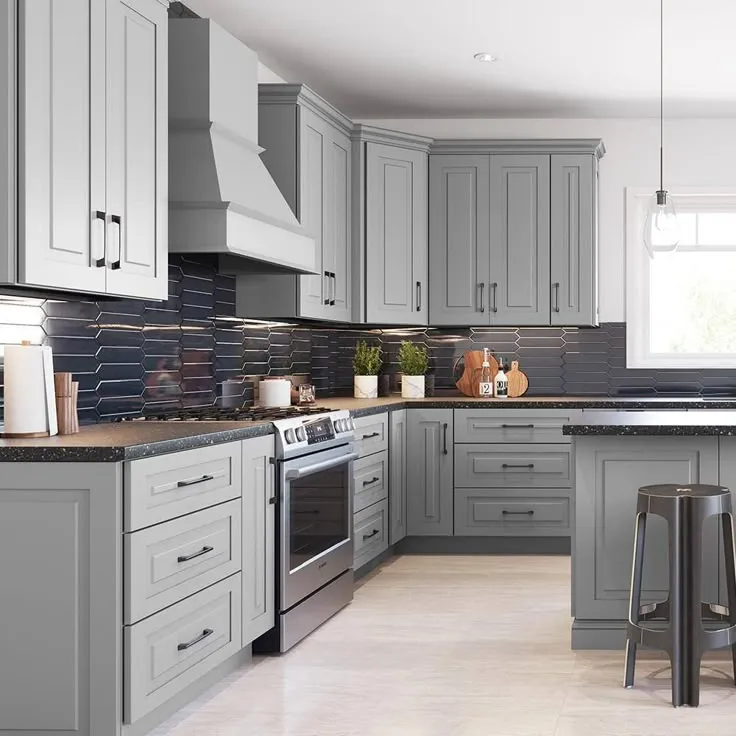 Home Decorators Collection Grayson 33 in. W x 24 in. D x 34.5 in. H Assembled Plywood Base Kitchen Cabinet in Pearl Gray with 2ROT Soft Close, photo 8 of 9