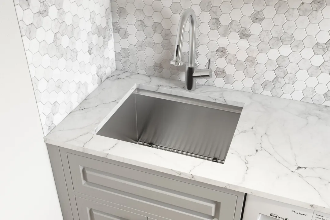 Ruvati Stainless Steel Undermount Laundry Sink with Drain - 21" x 18", photo 7 of 34