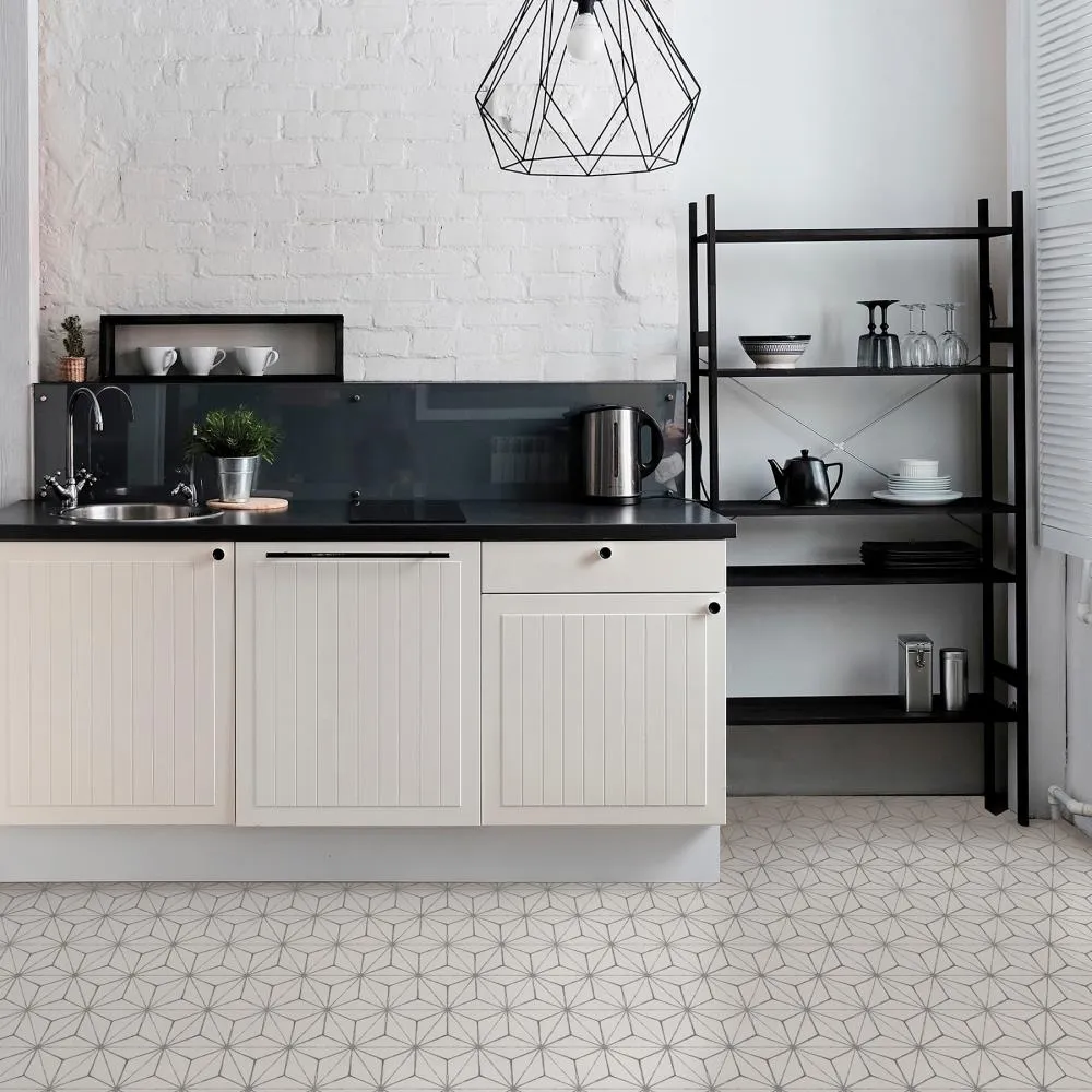 FloorPops White 2.76-mil x 12-in W x 12-in L Water Resistant Peel and Stick Vinyl Tile Flooring, 10-sq ft Carton, photo 3 of 8