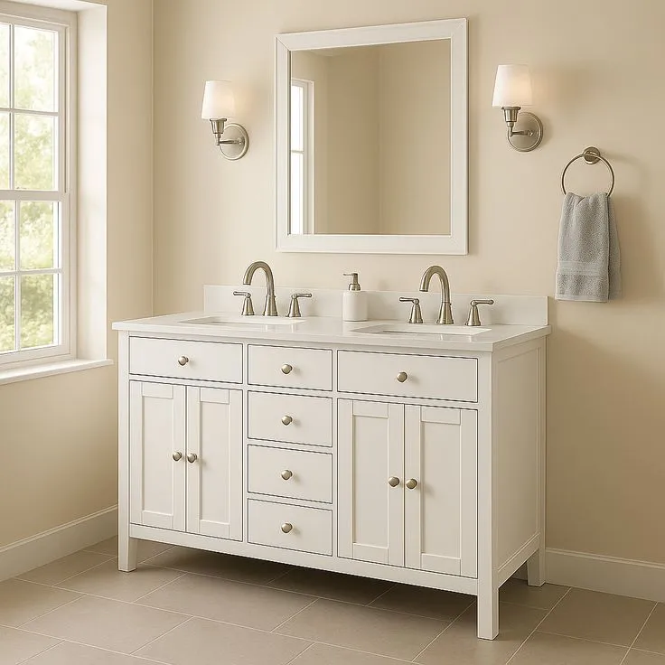 Home Decorators Collection Austen 60-Inch Double Sink Bathroom Vanity with Cultured Marble Top, photo 2 of 3
