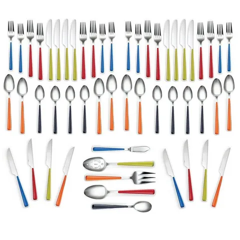 53-Piece Merengue Multicolor Flatware Set with Steak Knives