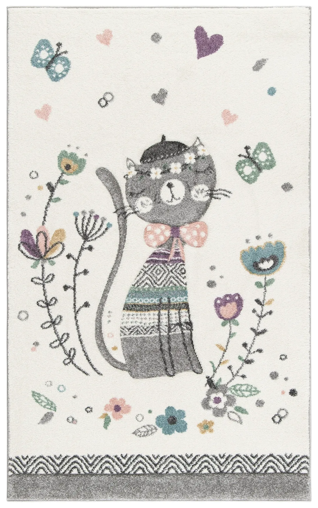 Safavieh Carousel Kids Kitty 3 x 5 Ivory/Pink Indoor Kids Throw Rug, photo 8 of 14