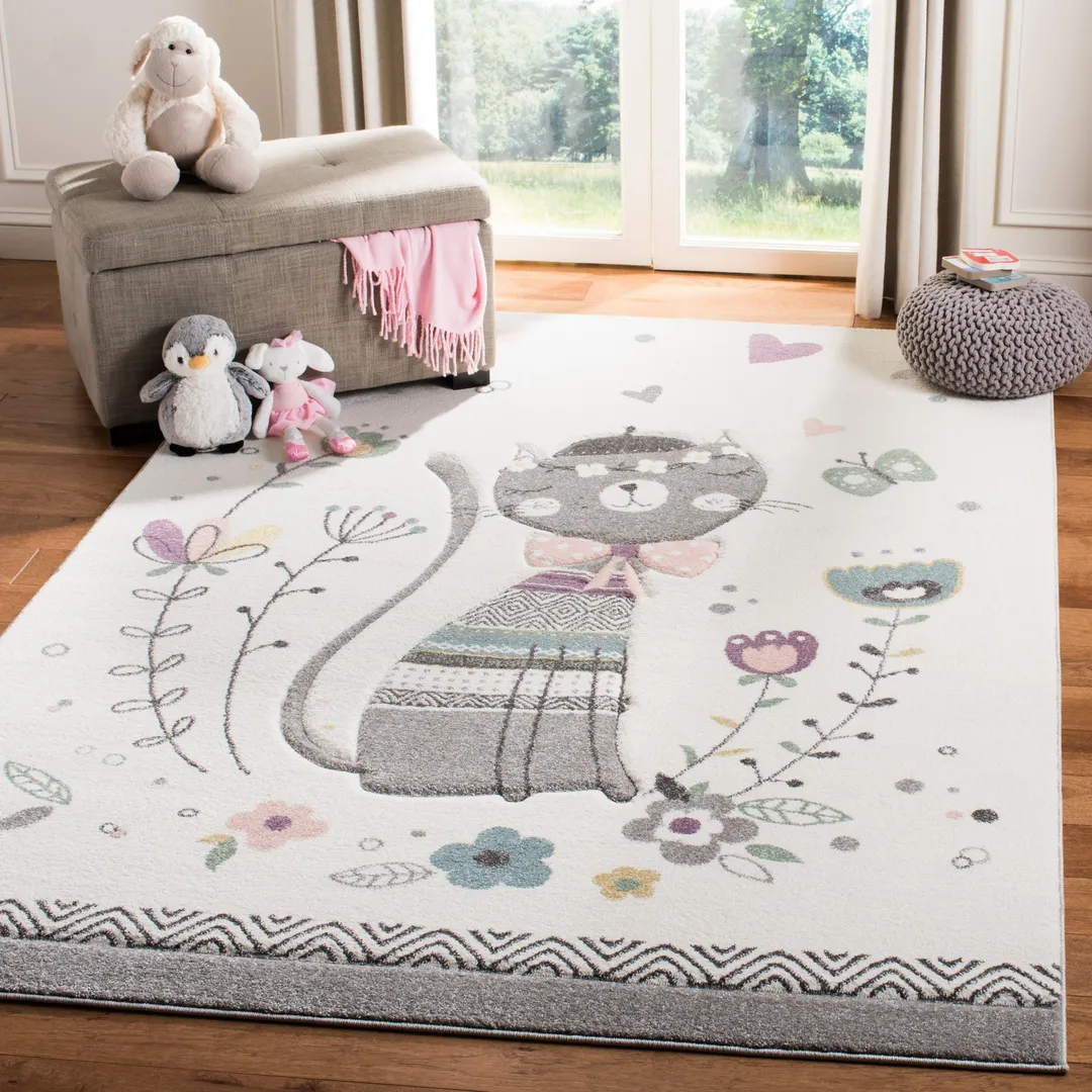 Safavieh Carousel Kids Kitty 3 x 5 Ivory/Pink Indoor Kids Throw Rug, photo 7 of 14
