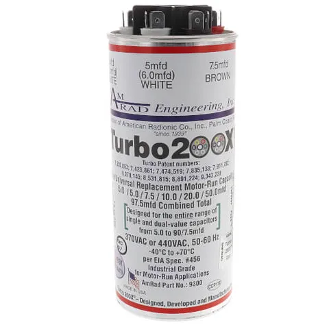 12300 5 - 97.5 MFD, AmRad Turbo 200 X Universal Capacitor (370/440V)