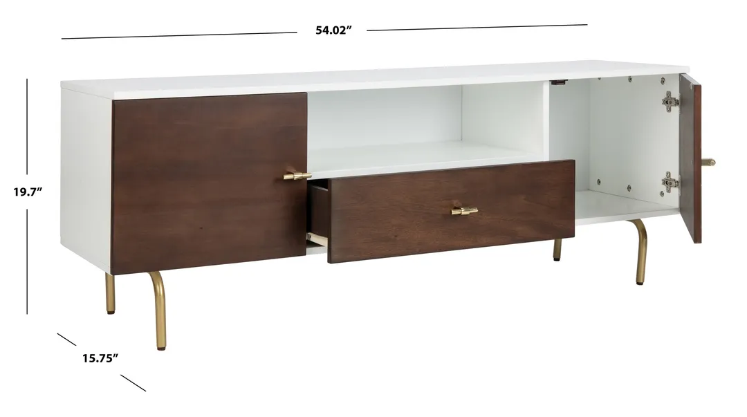 Safavieh Genevieve Walnut/White/Gold Contemporary/Modern Wood Media Cabinet, photo 4 of 8