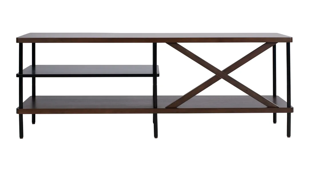 Safavieh Bruno Walnut/Black Country Metal Media Cabinet, photo 5 of 8