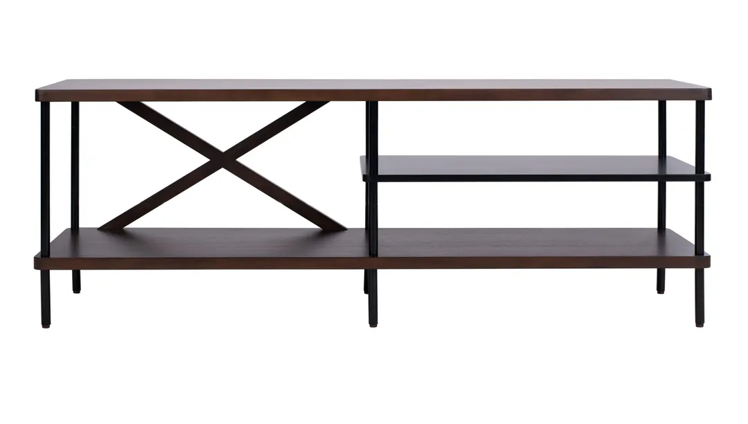 Safavieh Bruno Walnut/Black Country Metal Media Cabinet, photo 2 of 8