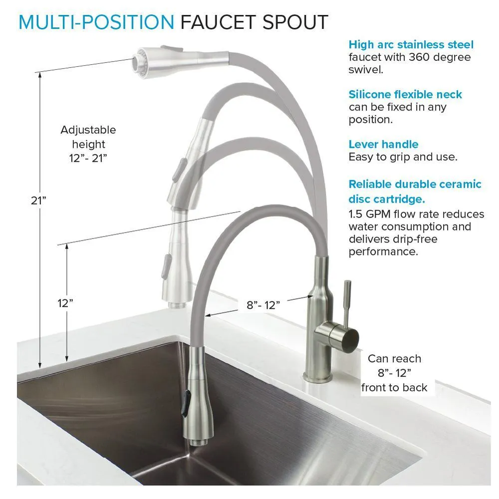 Transolid All-in-One 29 in. W x 25.5 in. D Stainless Steel Undermount Laundry/Utility Sink and White Cabinet with Quartz Top and Faucet, photo 3 of 20