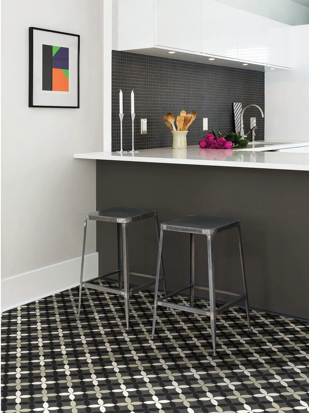 FloorPops Neutral 12-in x 12-in Water Resistant Peel and Stick Vinyl Tile Flooring (20-sq ft), photo 4 of 8