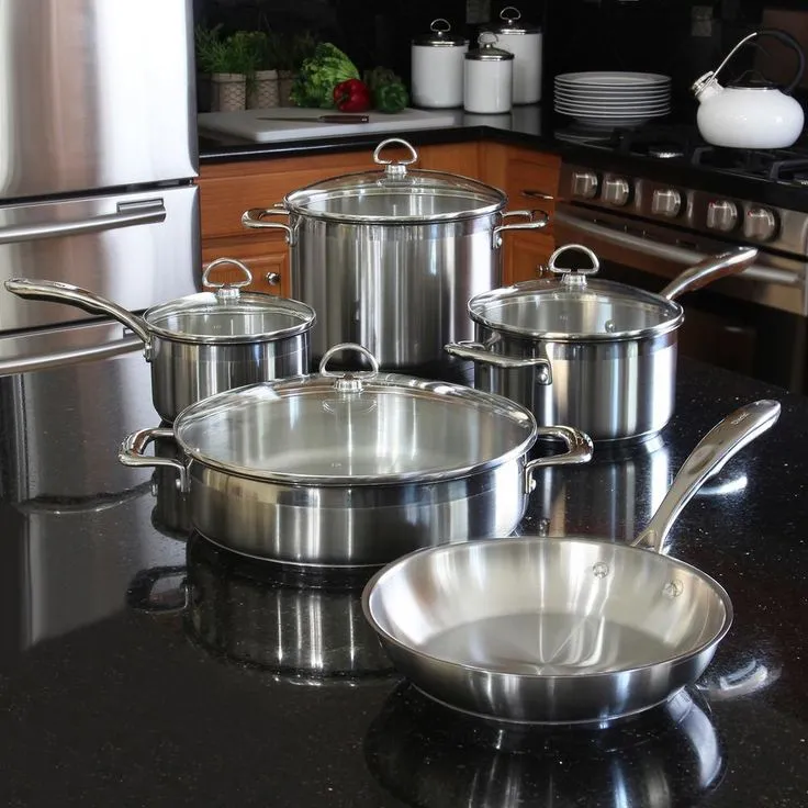 Induction 21 Steel 9-Piece Stainless Steel Cookware Set in Brushed Stainless Steel, photo 6 of 7