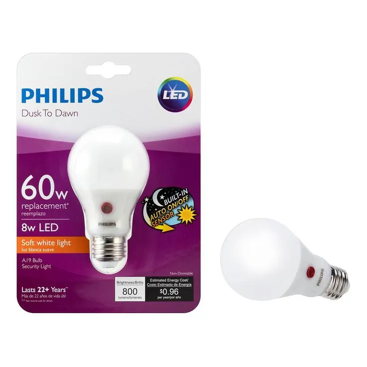 Philips 60-Watt Equivalent A19 Dusk To Dawn Automatic On/Off Energy Saving LED Light Bulb Soft White (2700K), photo 3 of 5
