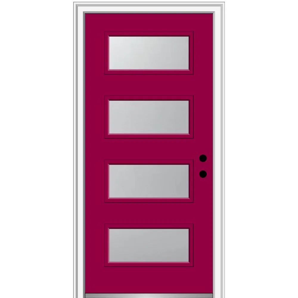 MMI Door 36 in. x 80 in. Celeste Left-Hand Inswing 4-Lite Frosted Glass Painted Steel Prehung Front Door on 6-9/16 in. Frame, photo 34 of 52