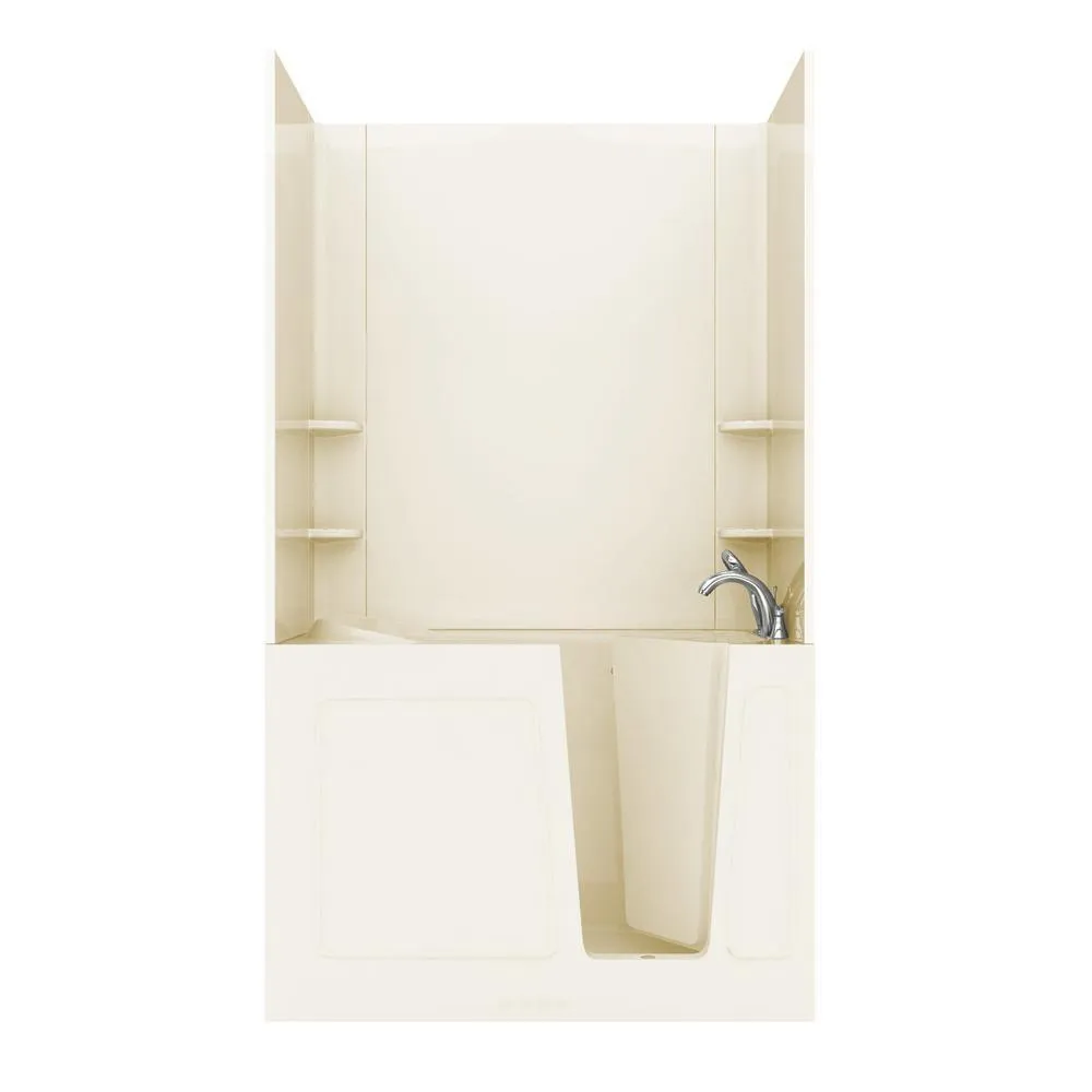 Universal Tubs Rampart 5 ft. Walk-in Whirlpool and Air Bathtub with Flat Easy Up Adhesive Wall Surround, Right Drain, White, photo 21 of 29