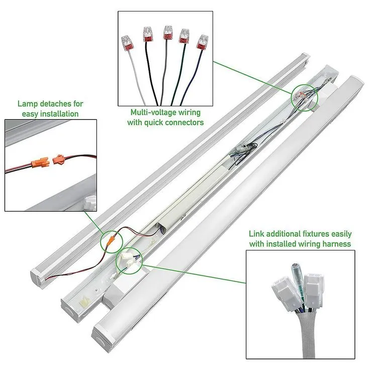 8 ft. (Two 4 ft.) 440-Watt Equivalent Integrated LED White Commercial Strip Light Fixture High Output 11000 Lumens 4000K, photo 2 of 14