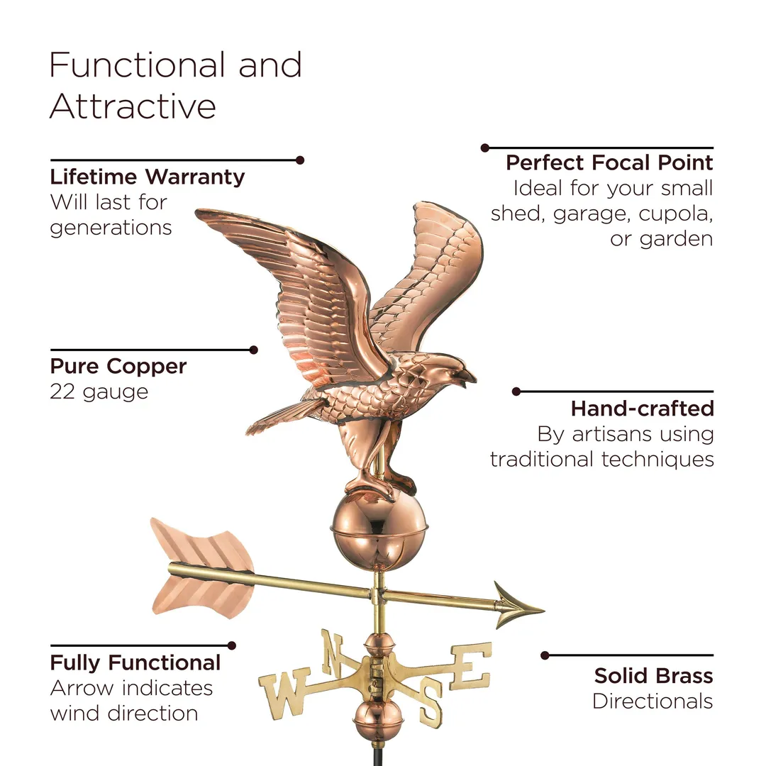 Good Directions Coventry Cupola with Copper Eagle Weathervane, 18-in x 22-in White Vinyl Cupola with 24-Gauge Copper Hip Roof, photo 7 of 8