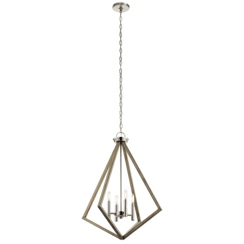 Deryn 4-Light Distressed Gray Farmhouse Chandelier