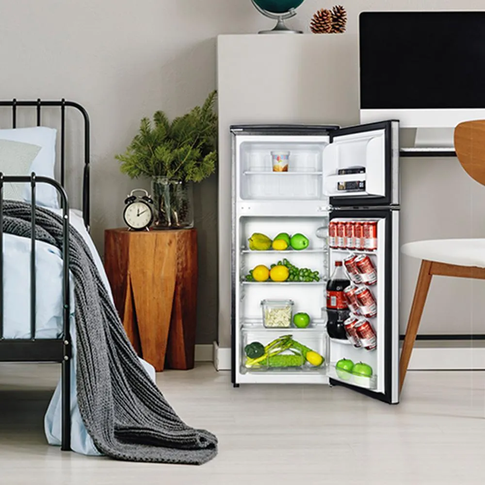 4.5 cu. ft. 2 Door Mini Fridge in Stainless Look with Freezer, photo 6 of 13