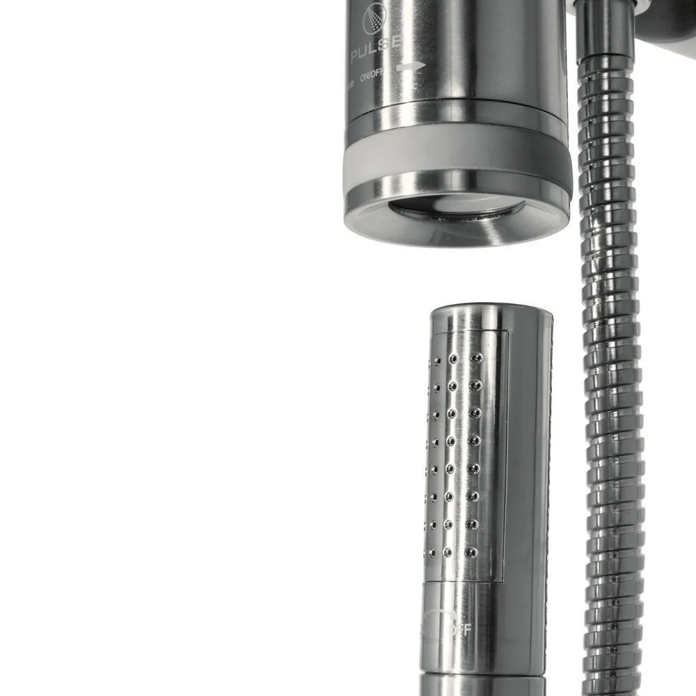1-spray 8 in. Dual Shower Head and Handheld Shower Head with Low Flow in Brushed-Nickel, photo 5 of 6