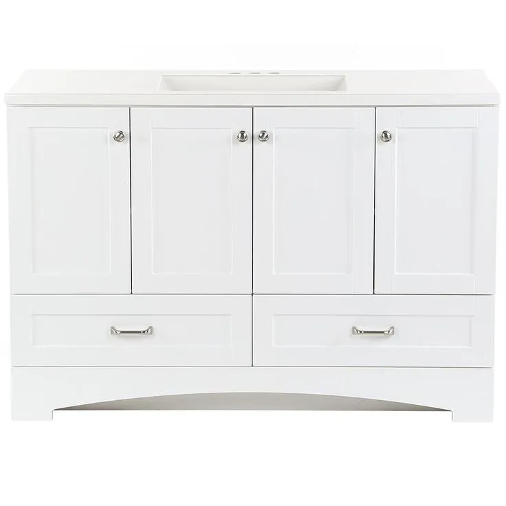Lancaster 49 in. W x 19 in. D Bath Vanity in Pearl Gray with Cultured Marble Vanity Top in White with White Sink, photo 8 of 8