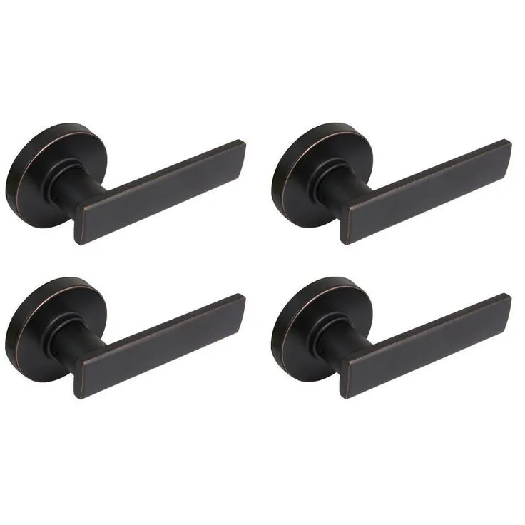 Westwood Satin Nickel Hall and Closet Door Lever with Round Rose (4-Pack), photo 7 of 7