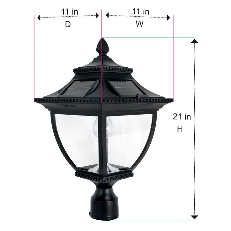 Gama Sonic Pagoda Bulb Solar 22 in. 1-Light Black Cast Aluminum for Outdoor with Post, Pier and Wall Mounts, photo 5 of 5