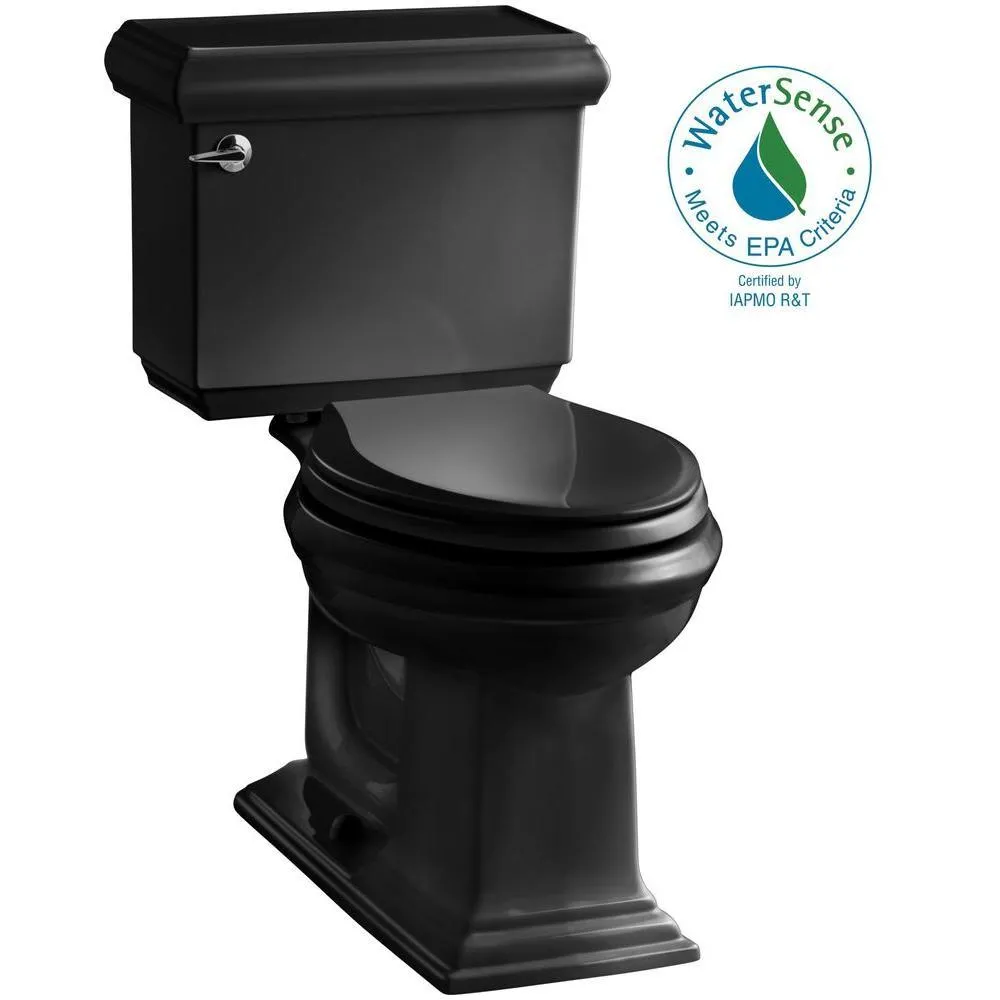 Memoirs Classic 2-piece 1.28 GPF Single Flush Elongated Toilet with AquaPiston Flush Technology in Black Black, photo 3 of 9
